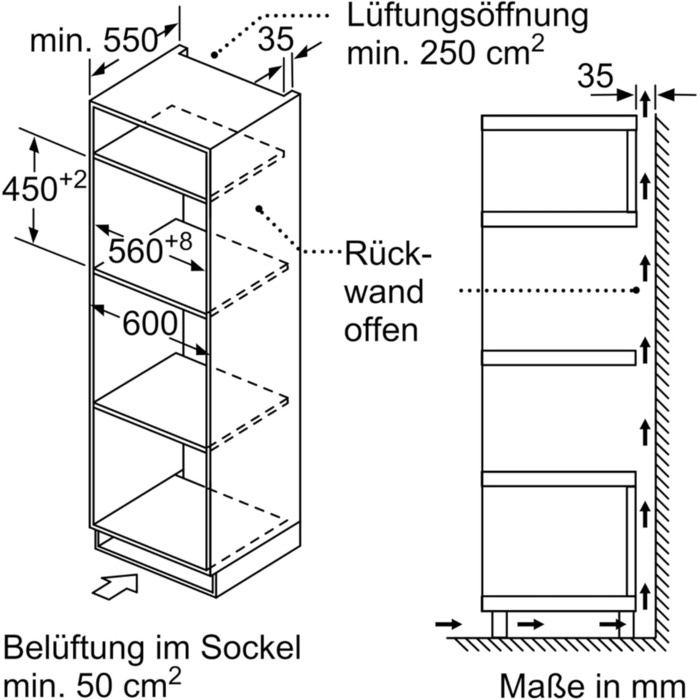 Вбудована мікрохвильова піч Bosch Serie 6 BFL523MW3 з конвекцією, 38x50 см, 800 Вт