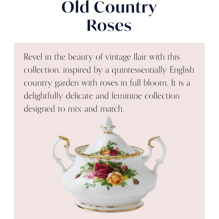 Royal Albert Old Country Roses Sugar Bowl with Lid, 325 ml, Multicolor