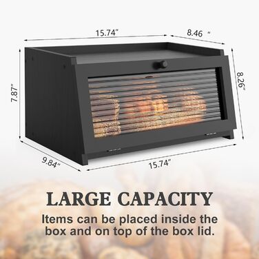 Бредовий бокс Itslife Brotkasten Bambus: дерев'яний контейнер для хліба, 40x25x20 см, чорний