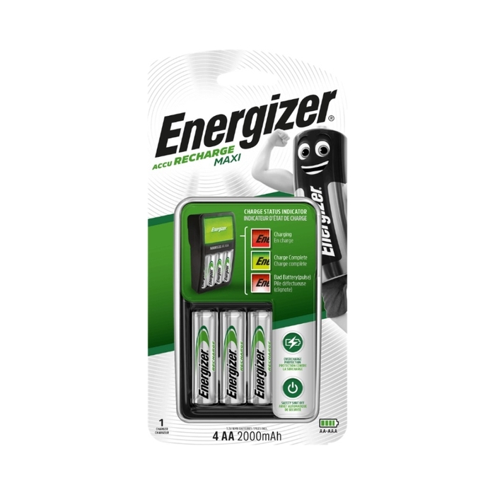 Зарядний пристрій Energizer для батарейок AAA R3 та AA R6 + 4 акумулятори AA 2000mAh
