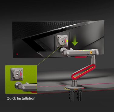 Кріплення для монітора 32-60 дюймів Ultrawide, до 20 кг, VESA 75/100 мм (Червоний)