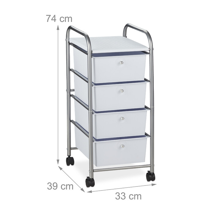 Relaxdays Rolling Cart with 4 Drawers