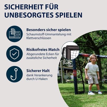 Hudora Pro Tect Soccer Goal - Large Outdoor Goal with Net & Padding - 180x120cm Single Goalpost for Kids & Adults