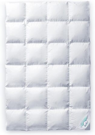 Пухова ковдра Aura® 135x200 см, зимова, преміум угорський пух, клас I, Oeko-TEX 100, гіпоалергенна, легкий догляд, 100% бавовна, для зими