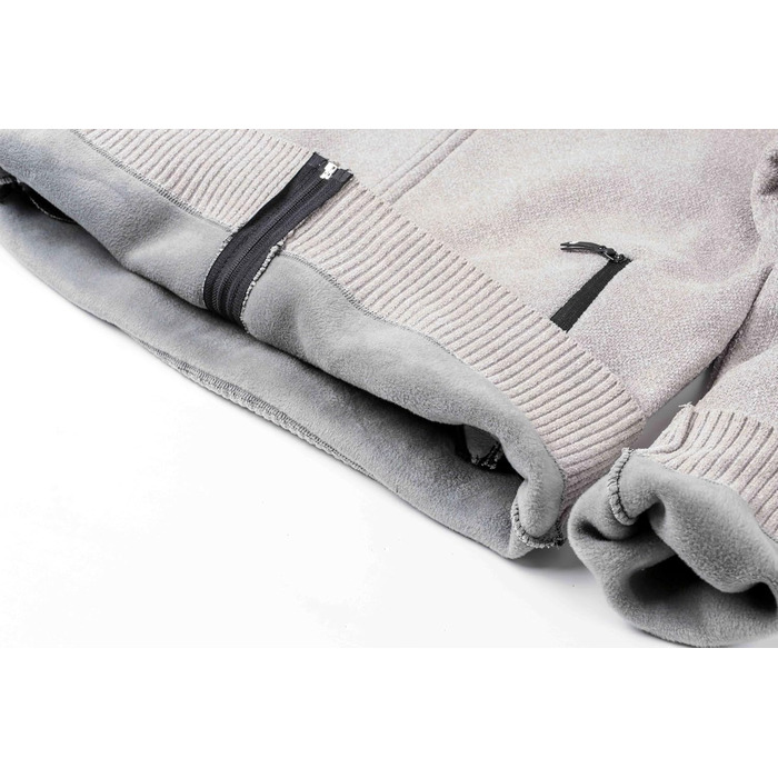 Чоловіча в'язана кофта з коміром-стійкою, на блискавці, з м'яким плюшевим підкладкою. Зручна чоловіча куртка-кардиган з тонкого в'язання для осені та зими (Бежевий, M)