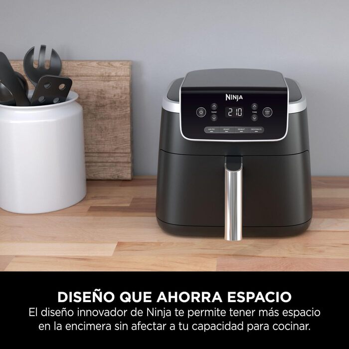 Ninja PRO Air Fryer Hot Air Fryer, 4.7L Air Fryer, Single Basket Hot Air Fryer, 4-in-1, for 1-2 Portions, Digital, Cook from Frozen, Non-Stick Drawer & Crisper Basket, Black AF140EU