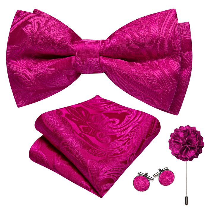 Тісний кравецький аксесуар Barry.Wang: краватка, хустинка та запонки в стилі 'Пlaid' (магента)