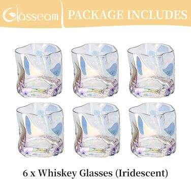 Набір склянок для віскі з нерівними складками, 250 мл. Стильні келихи для скотчу, бурбону, рому. Ідеальний подарунок для тата, чоловіка, друзів. Набір з 6 кольорових склянок.