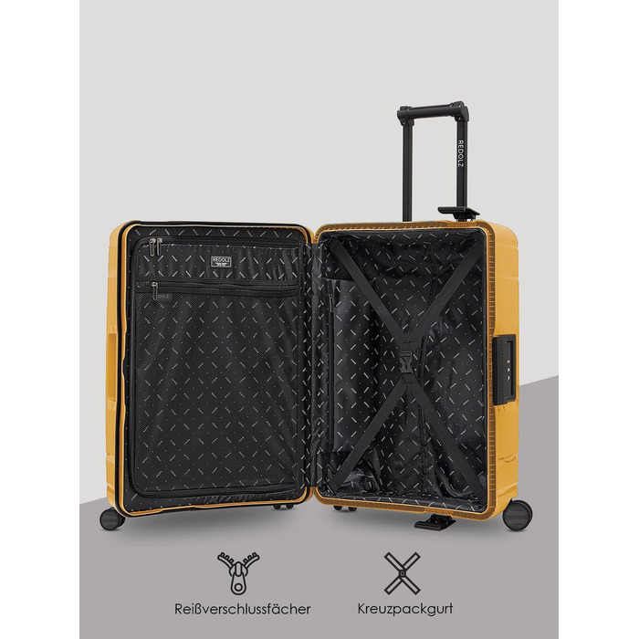Набір валіз REDOLZ Essentials 15 (3 шт.) з поліпропілену, TSA-замок, 4 колеса, Dark Yellow