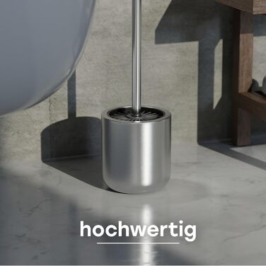 Набір для туалету SAVEGA: щітка для унітазу з нержавіючої сталі та силікону з підставкою, антибактеріальна головка, WC-газетниця, сріблястий колір