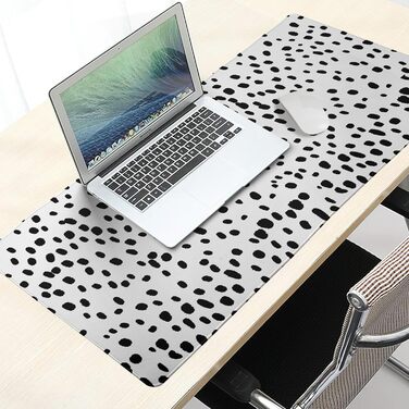 Килимок для миші Japanisches Mauspad, 90 x 40 см, в стилі аніме, арт-дизайн, великий килимок для геймінгу, клавіатури, для дому та офісу (XX-Large, чорний, білий, у горошок)