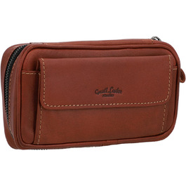 Gusti Pipe Pouch Leather - Diego Men's and Women's Pipe Pouch for 3 Pipes, Extra Tobacco Compartment, Interior Made of Natural Rubber, Pipe Bag Brown Leather