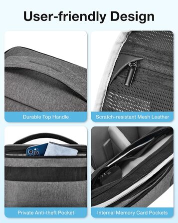 Сумка для камери Bagsmart: водонепроникний фотосумка для DSLR/SLR з дощовиком (сірий, темно-сірий)