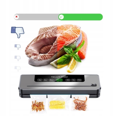 Вакууматор для продуктів 6в1 з вбудованим ножем + 20 пакетів у комплекті