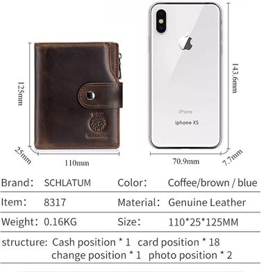 MsiDtsoy Leather Wallet for Men, with RFID Protection, Genuine Leather Wallet for Men, Cardholder, Wallet, Billfold, Vertical Leather Wallet, Vintage Leather Cardholder with Gift Box