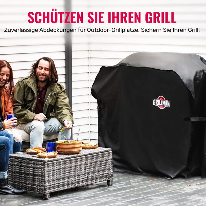 Чохол для газового гриля Grillman, водонепроникний, пилозахисний, чорний, 147x61x122 см