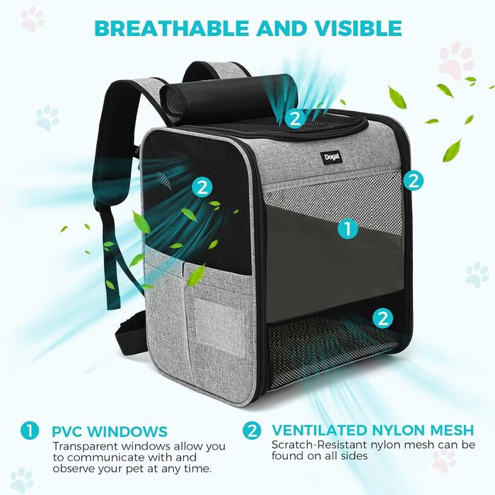 Сумка-переноска для кота/собаки, складана, сіра, з сіткою, повідком, до 8 кг