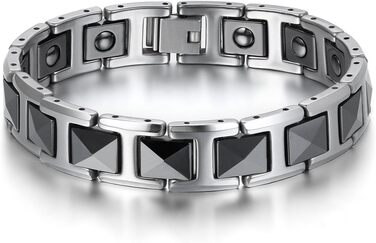 Чоловічий магнітний браслет JewelryWe, вольфрам-карбід, 12 мм, шестигранний, полірований, браслет-ланцюг, срібло/золото/чорне срібло
