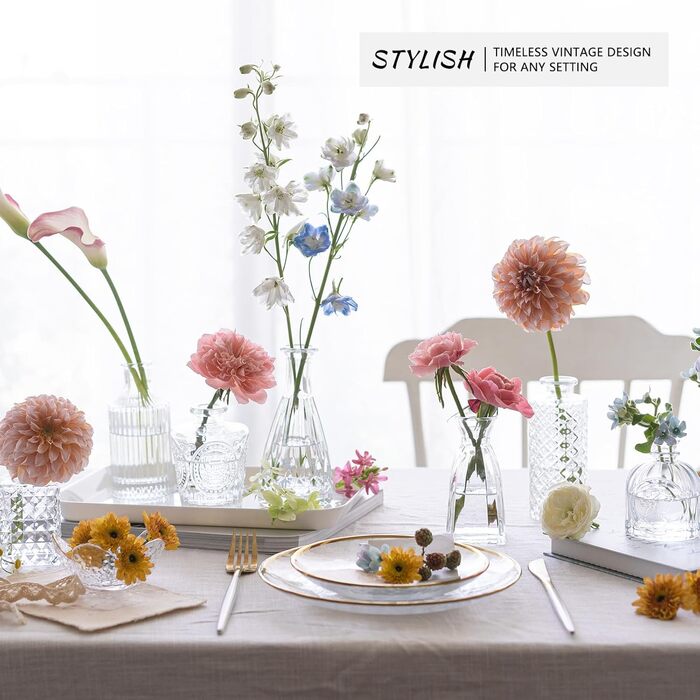 Набір ваз Knospenvasen (12 шт.) - міні вази для квітів, декор для весілля та дому (прозорі)