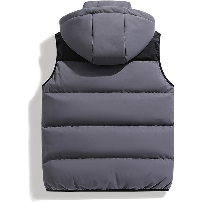Чоловіча пухова жилетка з капюшоном, тепла безрукавка для зими, туризму та повсякденного носіння (4XL, сіра)
