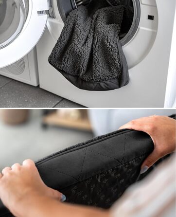 Ортопедичне ліжко для собак Lionto, 60x40x8 см, міцне, з м'яким плюшем, знімний та пральний чохол, водовідштовхувальне, для собак та котів (60x40x8 см, чорне)