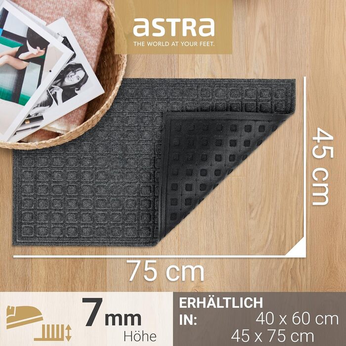 Набір килимків прикладників Astra для вулиці та вхідної зони, протиковзні та стійкі до погоди, 45x75 см, антрацит (2 шт.)