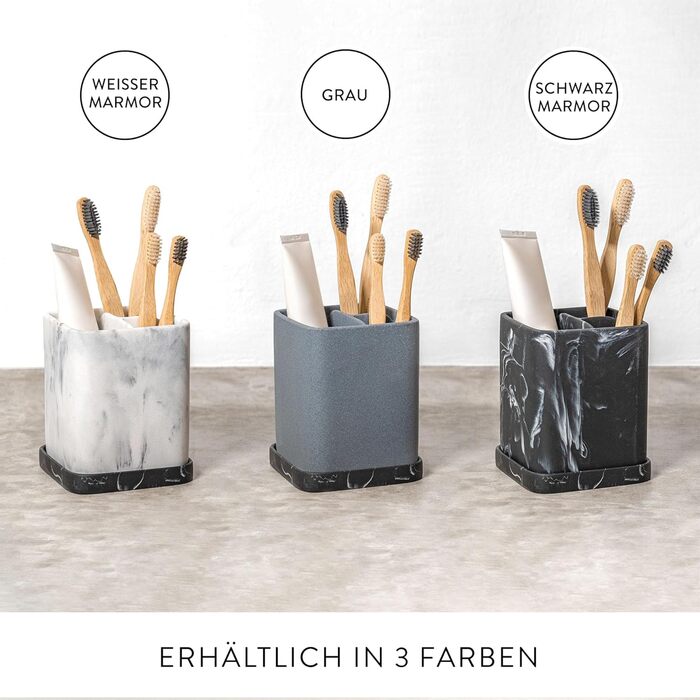 Тримач для зубних щіток ZCCZ для ванної кімнати - керамічний, квадратний, для електричної зубної щітки, білий, під косметику та бритву