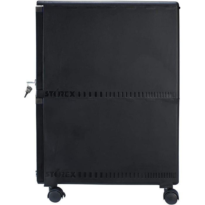 Металевий офісний шафка Storex з 2 шухлядами, 36x46x26 см, чорна, сучасний дизайн
