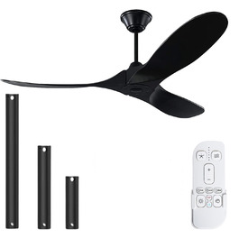 Дерев'яний стельовий вентилятор 152 см (60 дюймів) з дистанційним керуванням, 3 лопаті, DC-двигун, для дому та вулиці, таймер