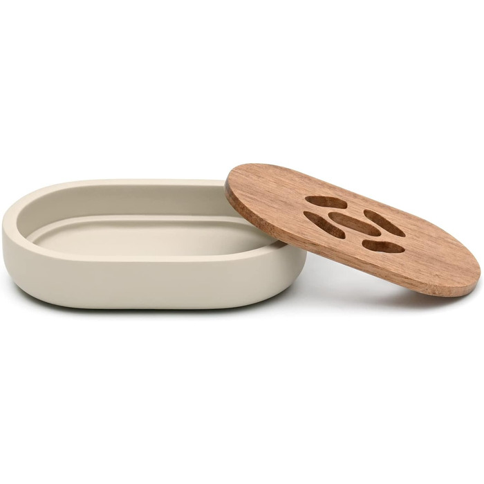 Сучасний набір аксесуарів для ванної кімнати Creativefine з дерева, 3 шт. (дозатор для мила, мильниця, тримач для зубних щіток)