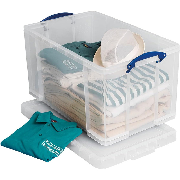 Really Useful Box 84CCB Storage Box for Clothes, Shoes, Toys, 84 L, clear transparent