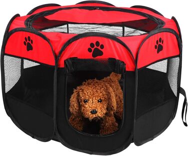 Клітка-забіг для цуценят Ejoyous: портативна клітка-забіг для собак, котів, кроликів. Ідеально для дому та вулиці. Червона