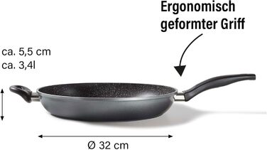 Сковорода STONELINE 16 см з антипригарним покриттям (камінь), для індукційних плит, алюмінієва, чорна