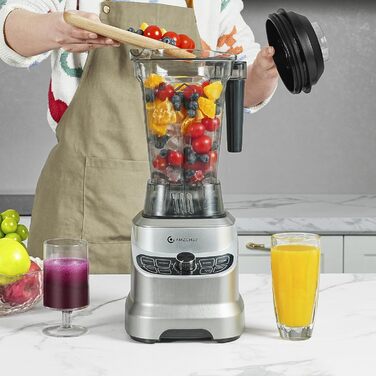AMZCHEF Professional Stand Mixer with 8 Adjustable Speeds | 1800W Mixer High-Performance Blender for the Kitchen | 1.85 L Blender for Shakes, Smoothies, Ice Crushing, Frozen Fruit 1800W Grey