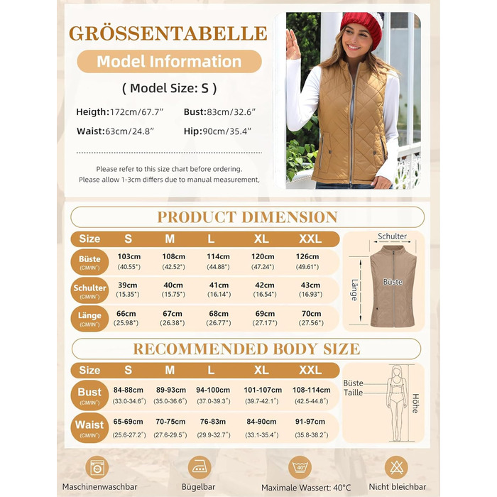 Жіноча степкова жилетка Steppweste S F12# Khaki: тепла, легка, для осені/зими