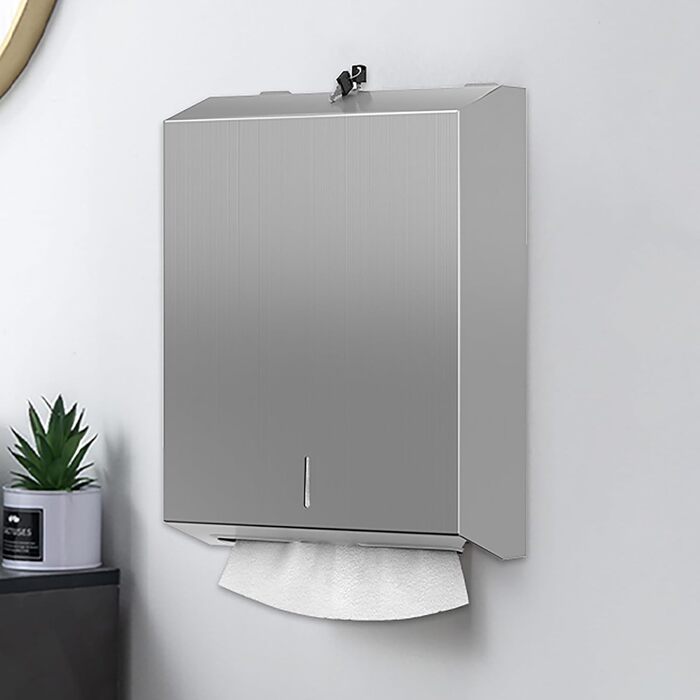 NICEME Paper Towel Dispenser, Paper Towel Holder with Lock, Multi-Fold Paper Towel Holder for Bathroom, Kitchen, Office, Holds 350-550 Sheets