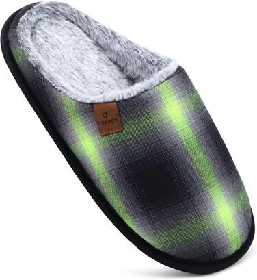 Чоловічі домашні тапочки COFACE з піною пам'яті, теплі, з вовняної тканини, з антиковзкою гумовою підошвою, розмір 40-49, 46 EU, зелені/чорні