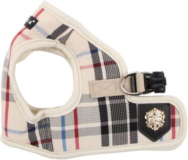 Puppia Junior - Plaid Dog Harness for Small Dogs - Soft Vest - Also Usable as a Puppy Harness - Anti-Pull Harness for Dogs, Beige, XS, PAMA-AH978 beige XS