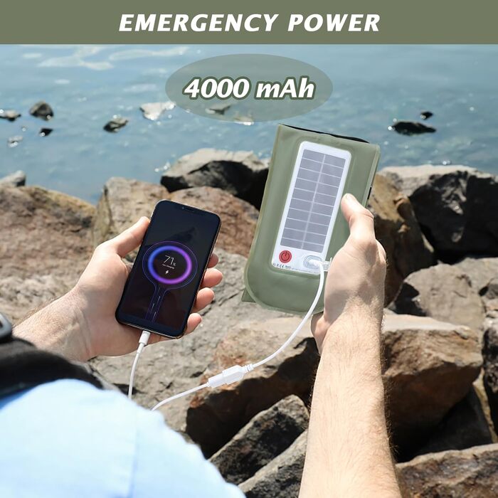 Qoolife LED Camping Lamp Rechargeable, Foldable Solar Camping Light Power Bank with 2 Charging Methods, Rechargeable Camping Lamp with Magnetic Attachment, Waterproof for Camping 85 cm