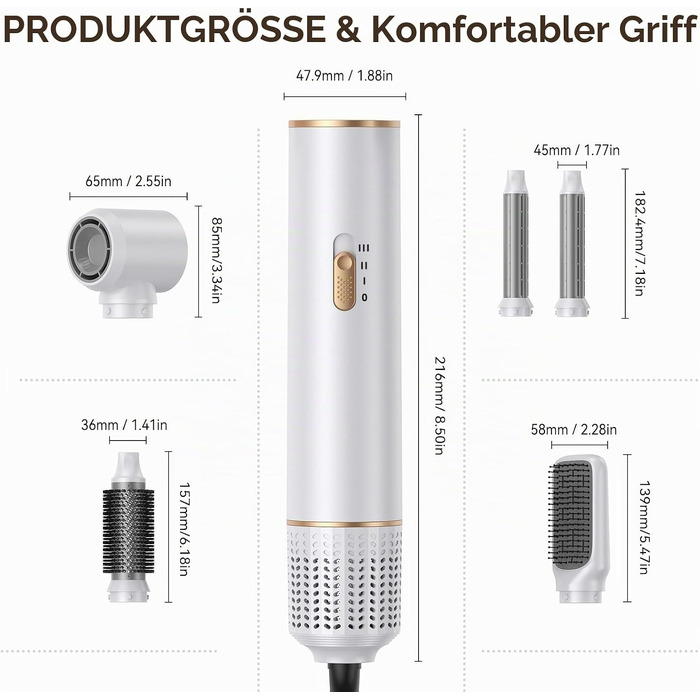 Мультистайлер для волосся 5 в 1 Airstyler 1000W: фен-щітка, автоматичний стайлер для кучерів, об'єму та випрямлення, 3 режими температури