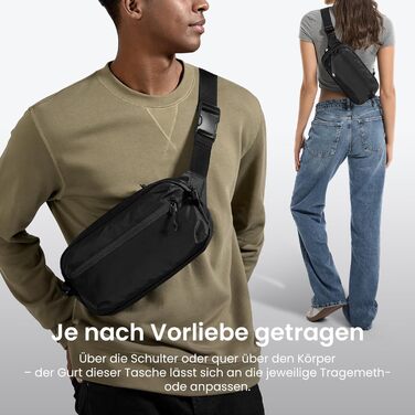 tomtoc Anti-Diebstahl Sling Bag 3,5L: Сумка на плече, через тіло, чорна, RFID-захист, для Switch, iPad mini, EDC, подорожі