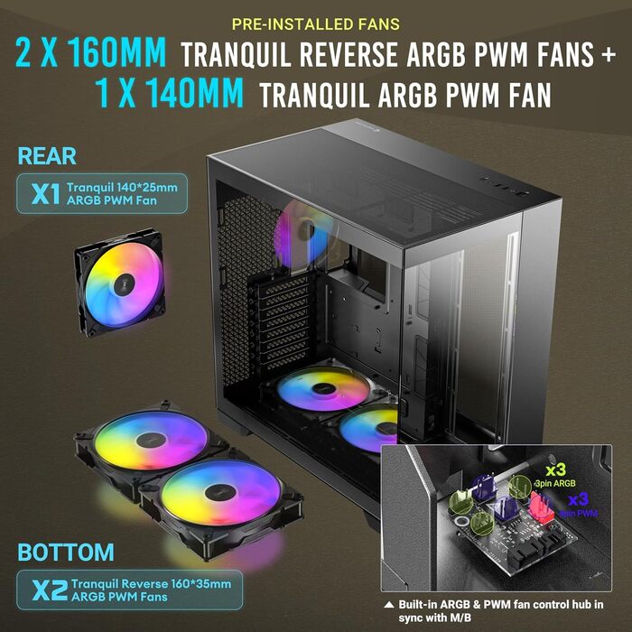 Корпус для ПК GEH Antec C8 Wood Full Tower чорний (ARGB)