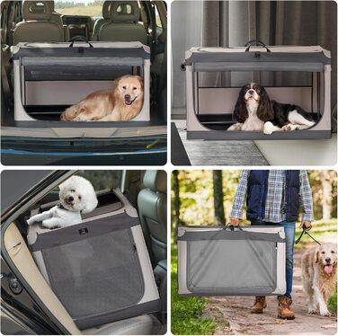 Складана переносна собача будка для великих собак, сірого кольору, XL, з алюмінієвим каркасом