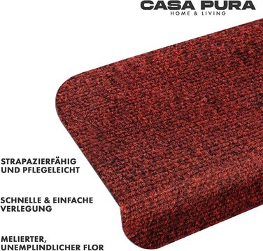 Casa Pura Stair Treads - 15 Piece Non-Slip Carpet for Stairs - Adhesive Backed, Leipzig Design, Half Round