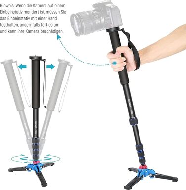 NEEWER Монопод 155 см для камери: легкий, портативний, з адаптерами 1/4' та 3/8' для DSLR та Camcorder, максимальне навантаження 8 кг