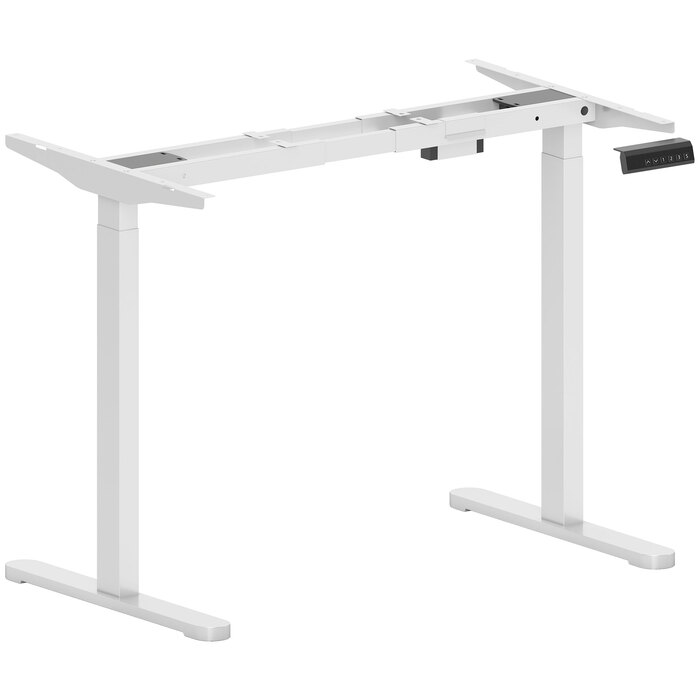 HOMCOM Height-Adjustable Desk Frame Electric Table Frame with 2 Motors & 3 Memory Control Desk Legs with Low Noise, Collision Protection White | Aosom