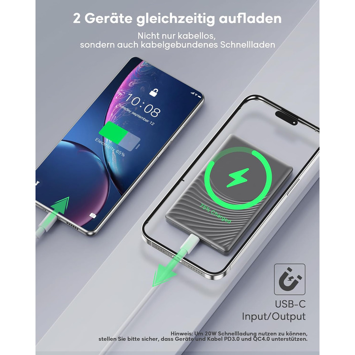 Powerbank Ntaanoo MagSafe 5000mAh з швидкою зарядкою 20W для iPhone 16/15/14/13/12, чорний