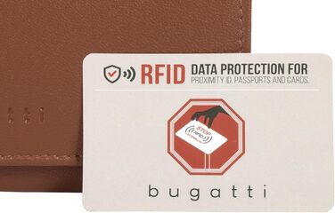 Жіночий гаманець BUGATTI PUNTO з натуральної шкіри, RFID захист, 19 відділень для карток, чоловічий та жіночий, кнопка, зовнішня блискавка