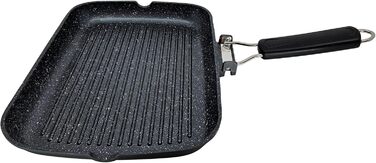 Гриль-сковорода Brieve Black Titanium індукційна, алюмінієва з антипригарним покриттям, складана, 34x24 см