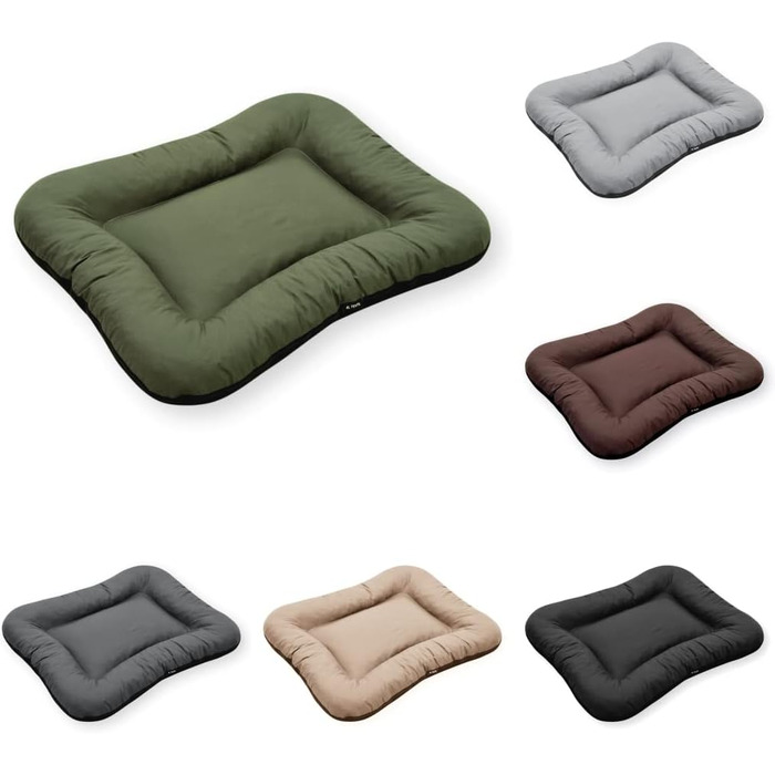 Ліжко для собак середніх порід 4L Textil KLEO, 90x70 см, водонепроникне, знімний чохол, темно-зелене